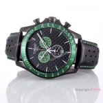Best Quality Tissot Chronograph Watches - Green Bezel Black Leather Strap